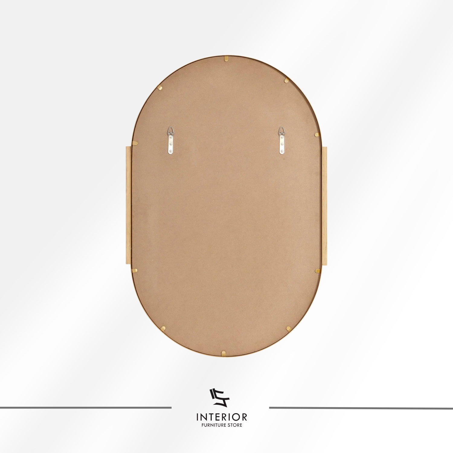 Oval wall mirror with a slim light wood frame and smooth wooden side accents.