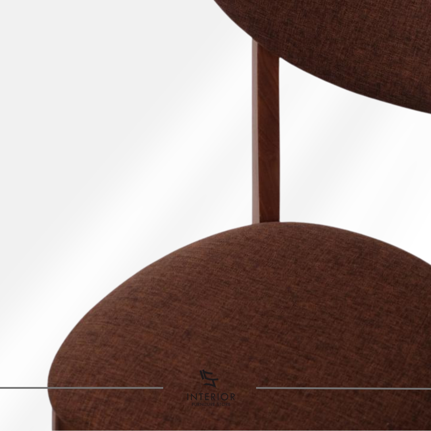 Wooden dining chair with curved backrest and upholstered seat.