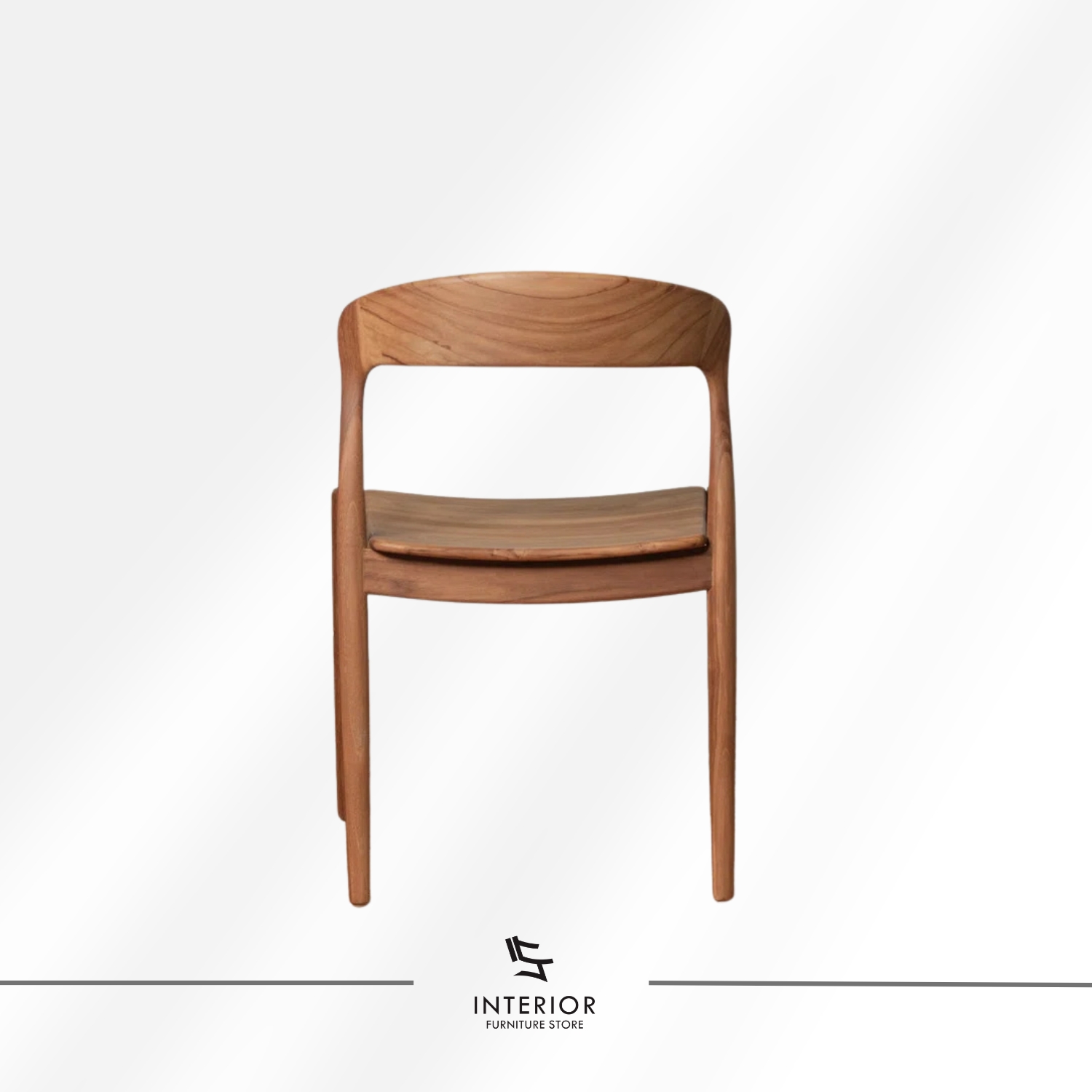 Solid wood dining chair with a contoured seat, curved backrest, and warm natural wood finish.