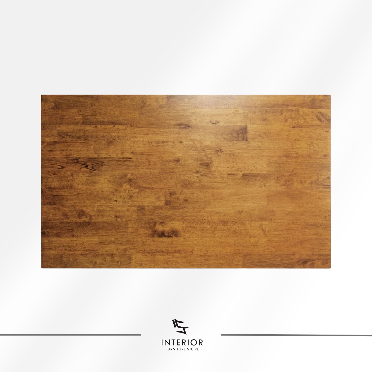 Solid wood dining table with angled legs and cross support, modern rustic design