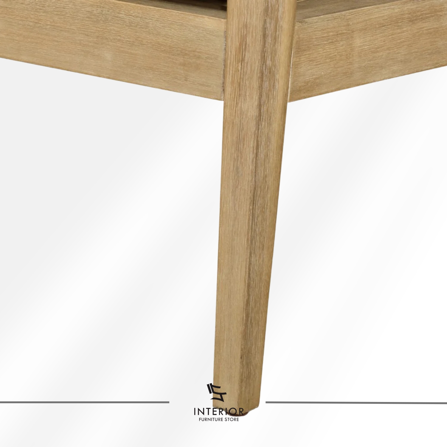 Solid wood armchair with light natural finish and soft grey upholstered seat, minimalist design