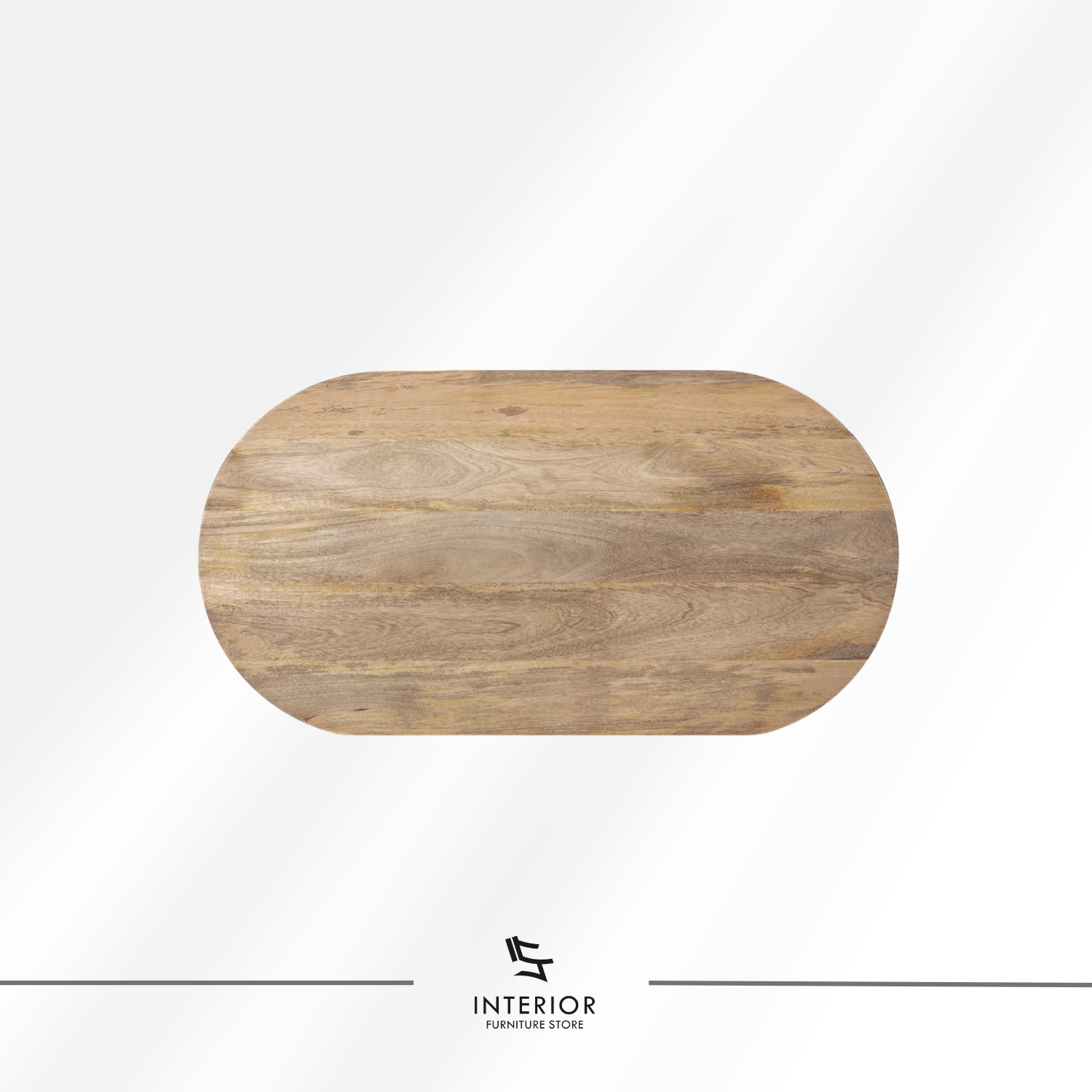 Oval solid wood coffee table with rounded edges and tapered legs, minimalist natural design
