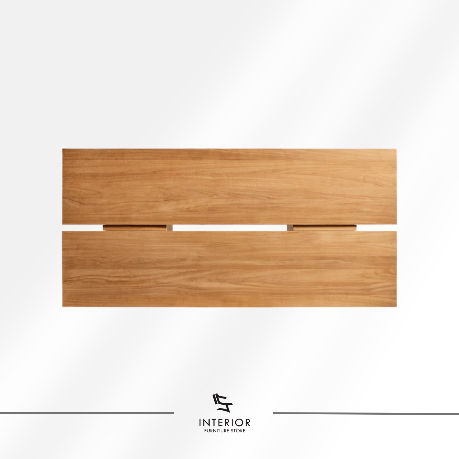 Solid wood coffee table with wide plank top and panel legs, modern minimalist design