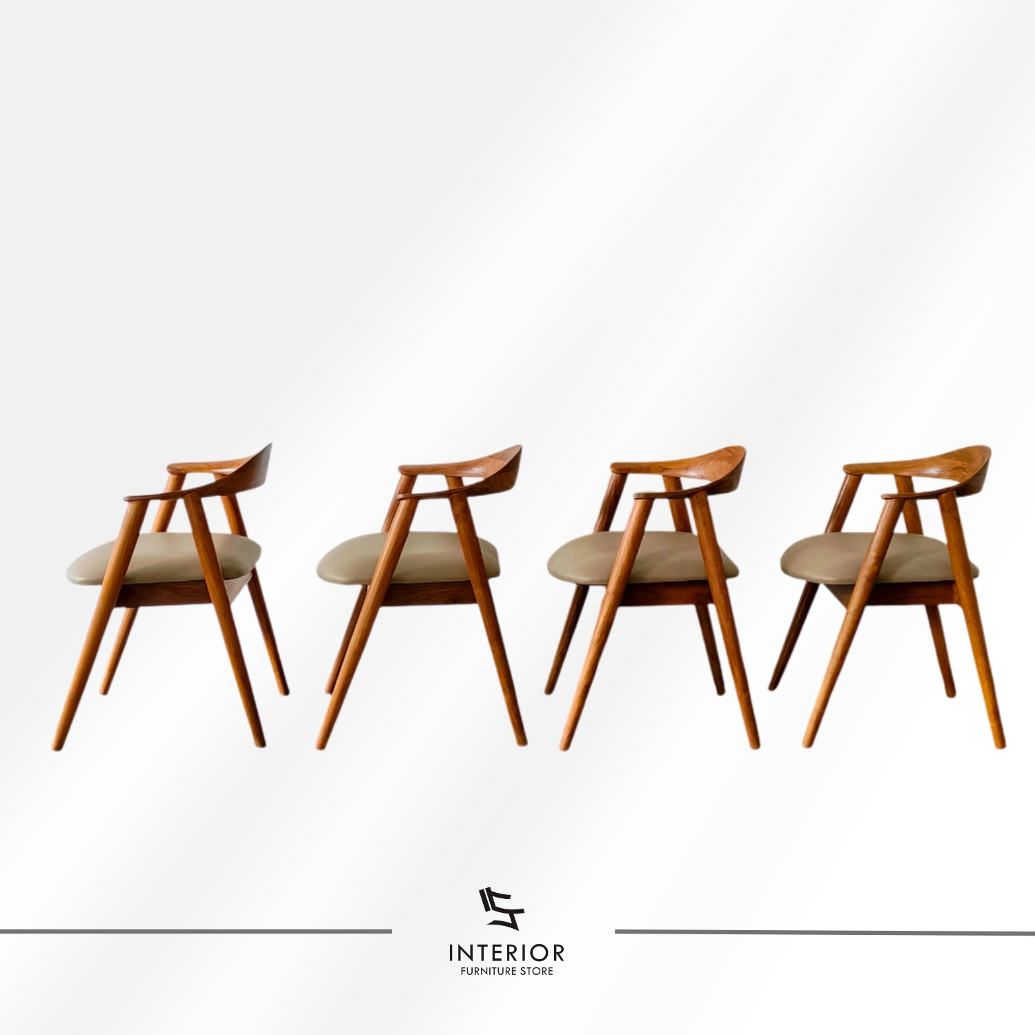 Solid wood dining chair with curved backrest and upholstered seat, modern minimalist design