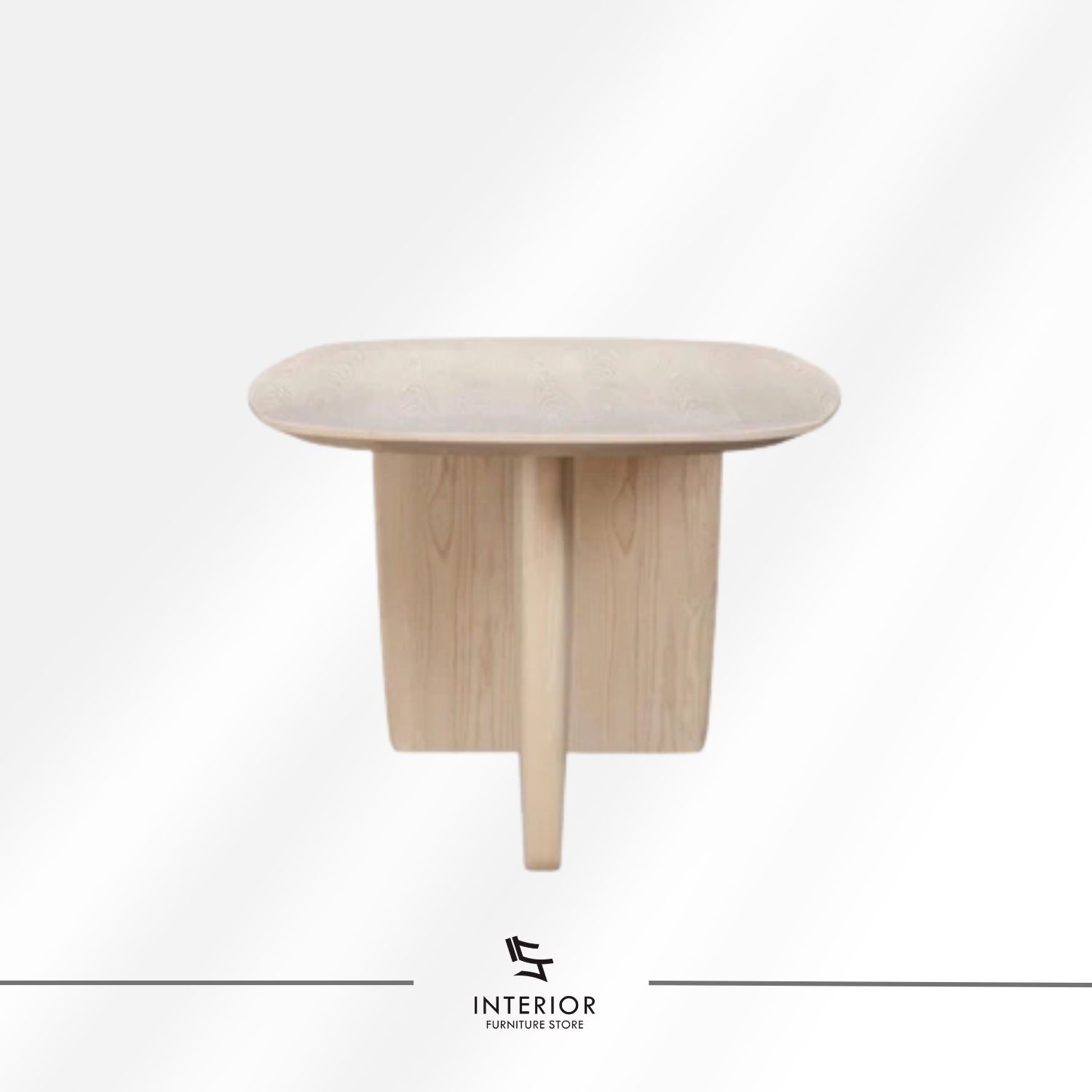 Oval solid wood dining table with sculptural panel legs, minimalist contemporary design