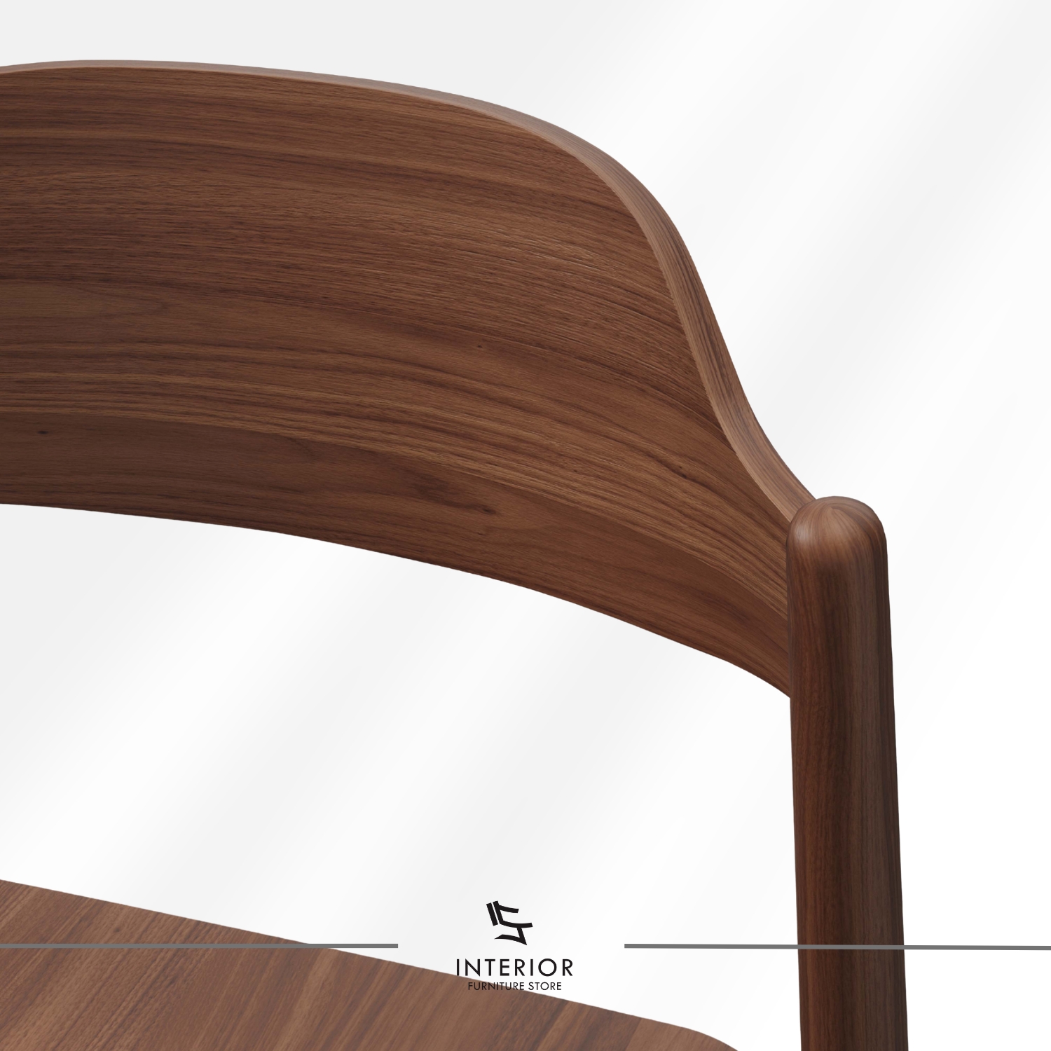 Solid wood dining chair with a minimalist silhouette, gently curved backrest, and rich walnut finish.