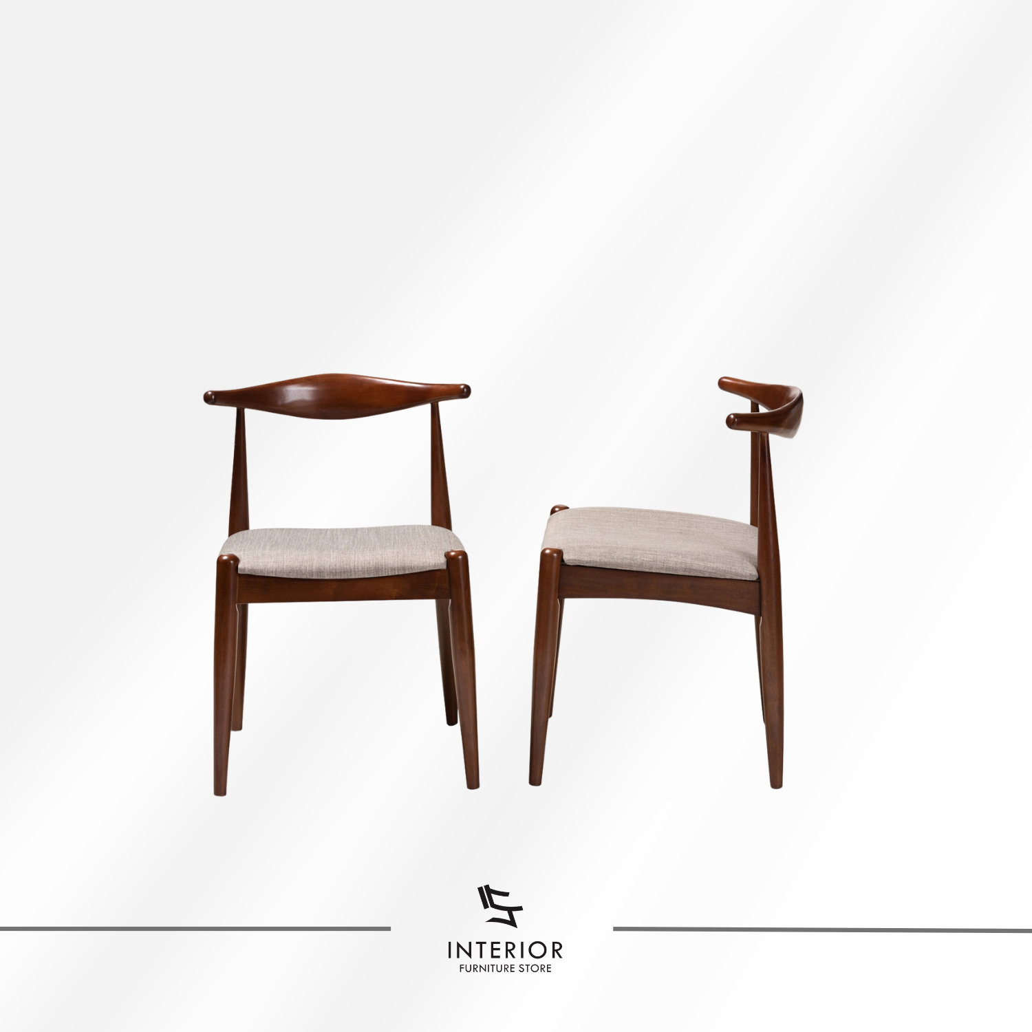 Bhana modern wooden dining table set with curved dining chairs