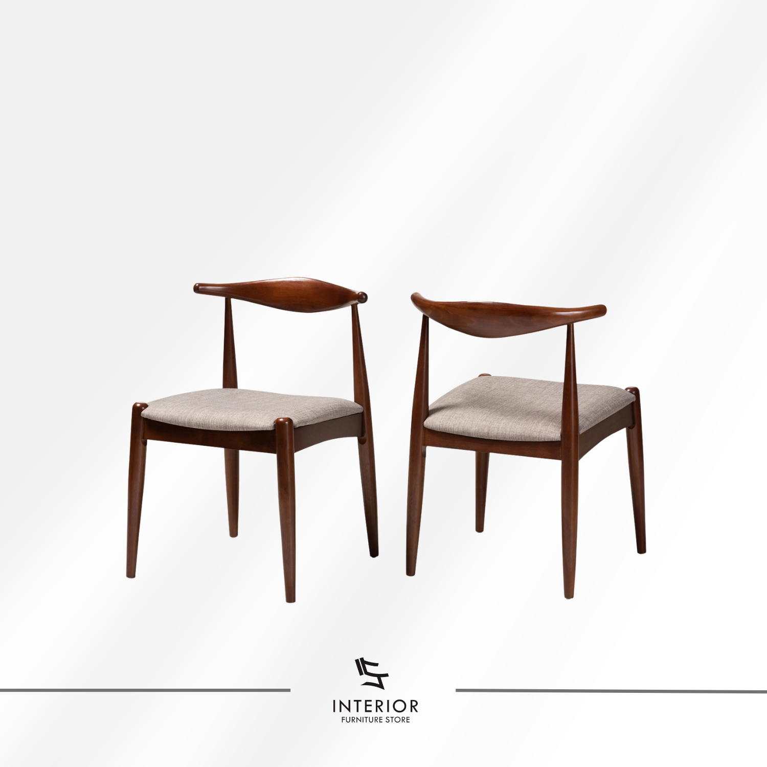 Bhana modern wooden dining table set with curved dining chairs