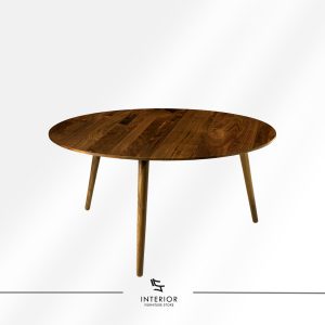 Bulanji modern round solid wood coffee table with tapered legs