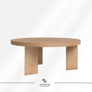 Gahana modern round wooden coffee table with minimalist design