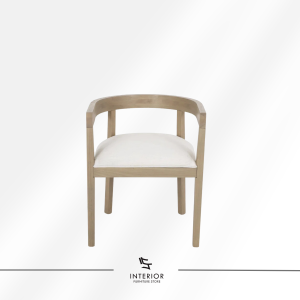 Hanayu modern wooden dining chair with curved armrest and upholstered seat