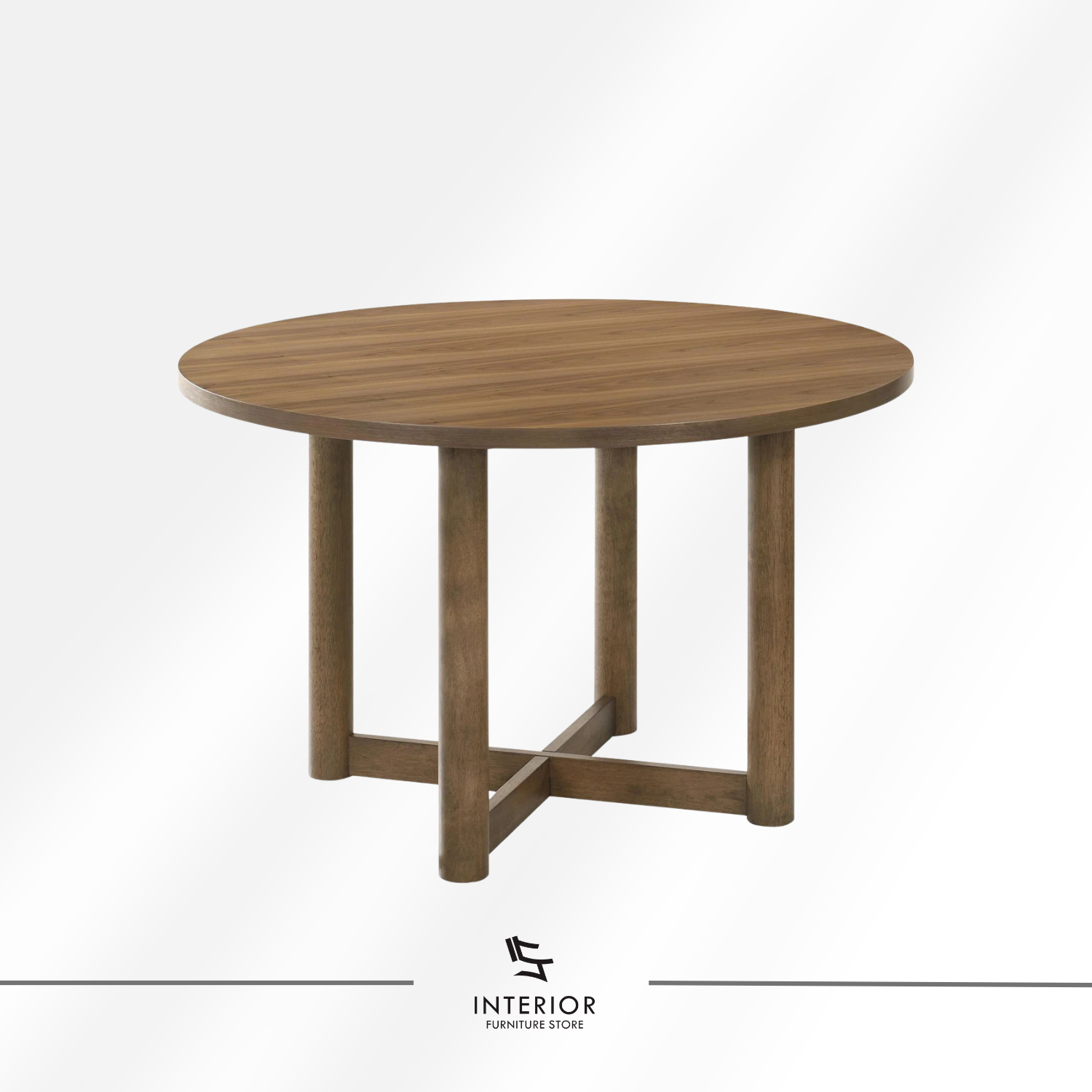 Hikari round dining table with cylindrical wooden base and minimalist design
