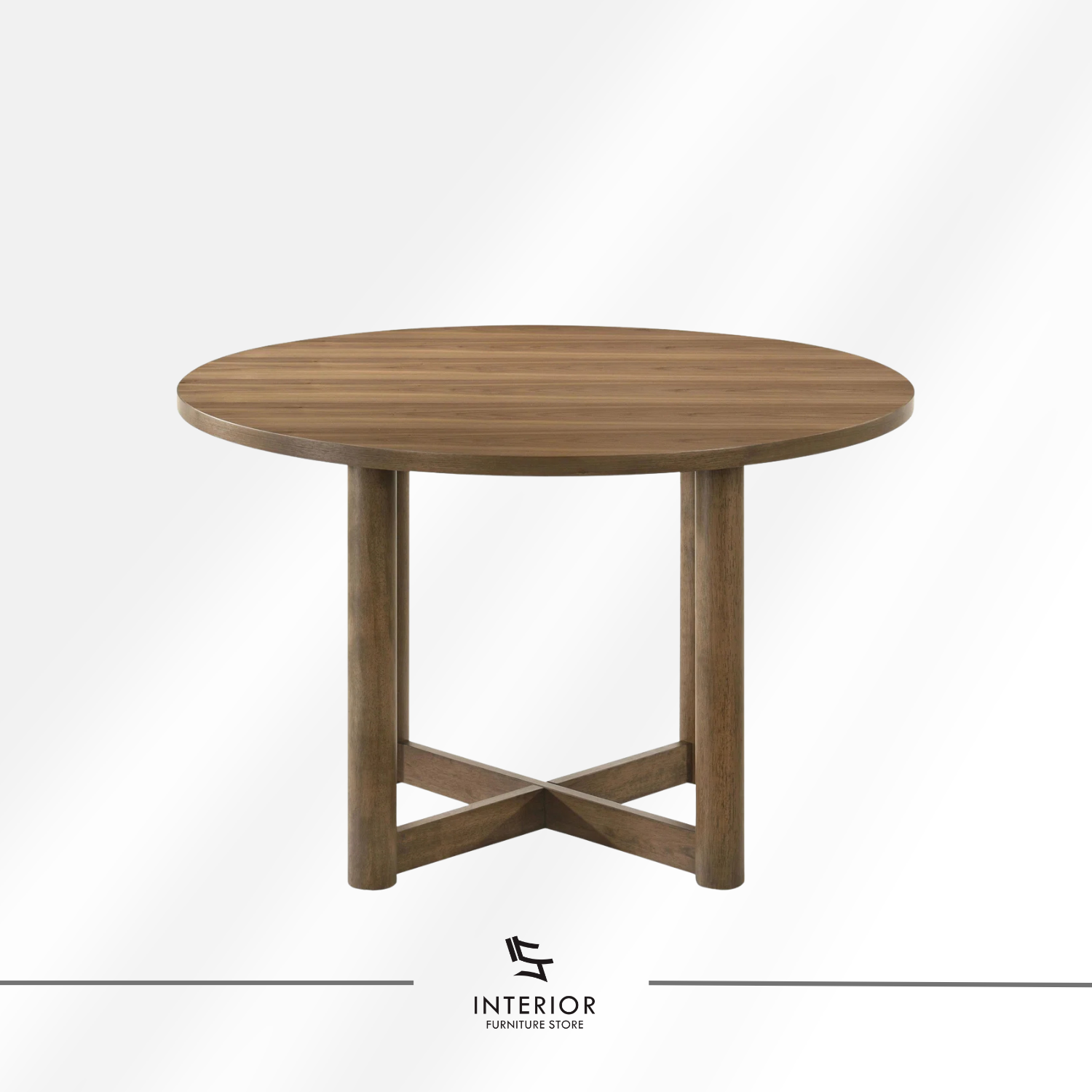 Hikari round dining table with cylindrical wooden base and minimalist design