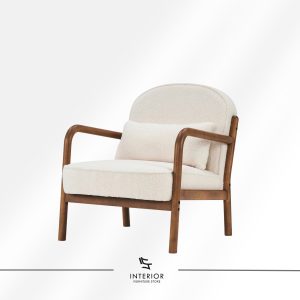 upholstered lounge chair with wooden arms modern