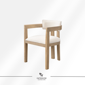 Kaze upholstered dining chair with wooden armrests and cushioned seat