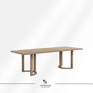 Kaze modern wooden dining table with sculptural curved wooden base