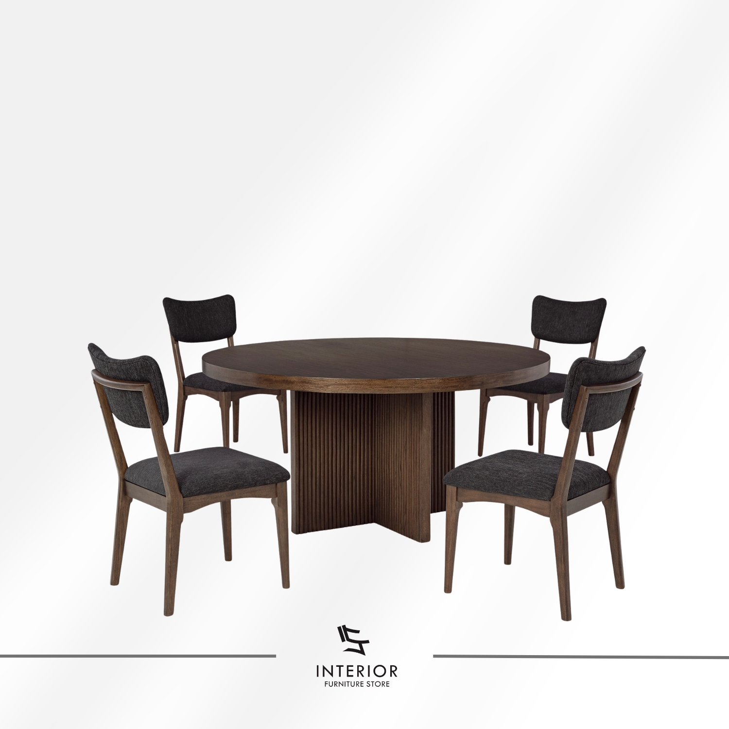 Nomi modern round dining table set with upholstered dining chairs