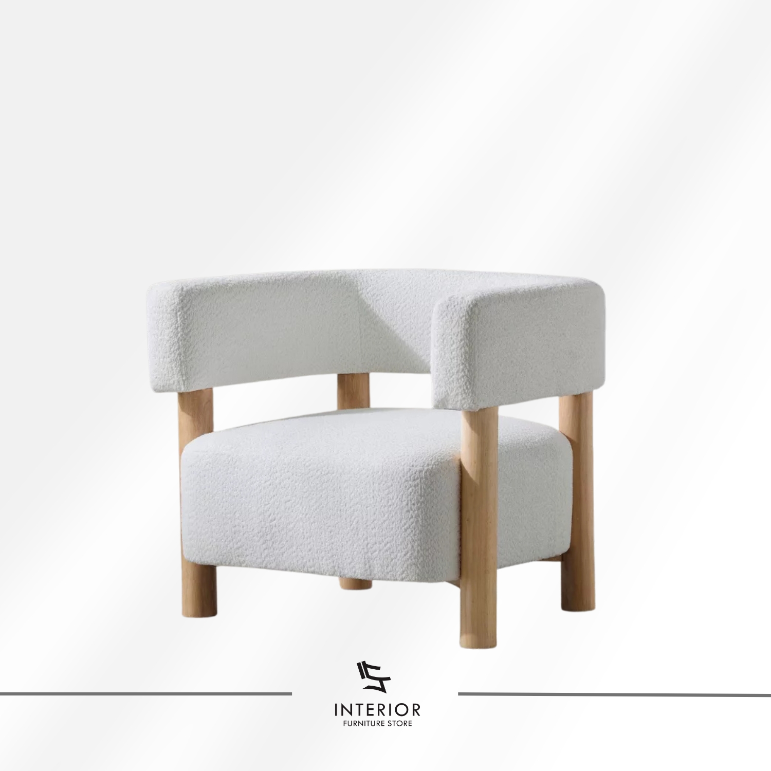 modern lounge chair with curved upholstered seat