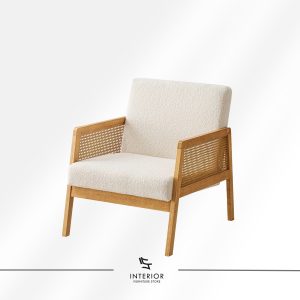 cane accent chair upholstered seat modern