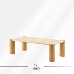Sanur modern solid wood coffee table with cylindrical legs