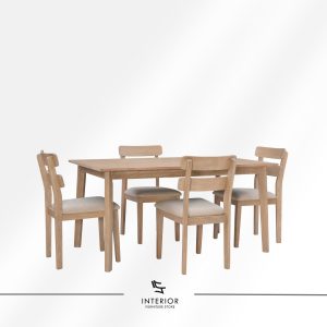 Sinaya modern wooden dining table set with upholstered dining chairs