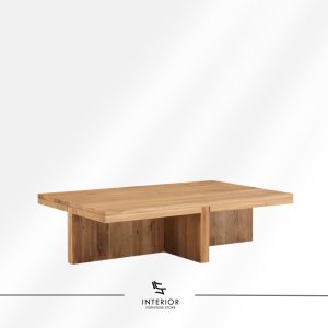 Valaya modern solid wood coffee table with geometric minimalist design