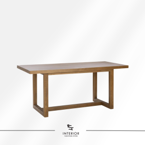 Wening solid wood dining table with minimalist geometric wooden frame