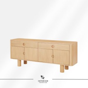 wooden tv console cabinet with drawers and shelves minimalist