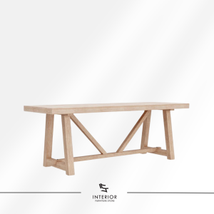 Yugen rustic minimalist dining table with geometric wooden cross frame