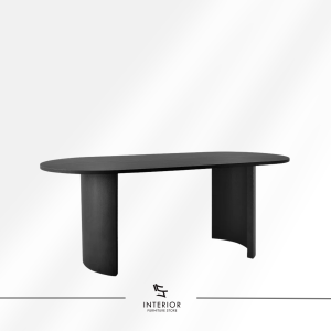 Yura modern black oval dining table with sculptural pedestal legs