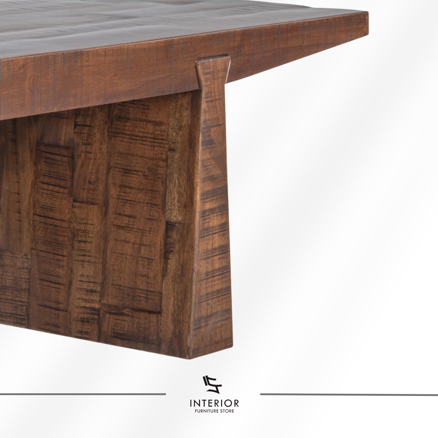 Adiwang rustic coffee table with rectangular tabletop and architectural base design