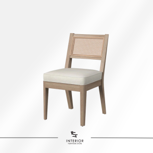 Avari cane back dining chair with upholstered seat and wooden frame
