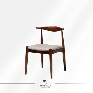 Bhana wooden dining chair with sculpted backrest and cushioned seat