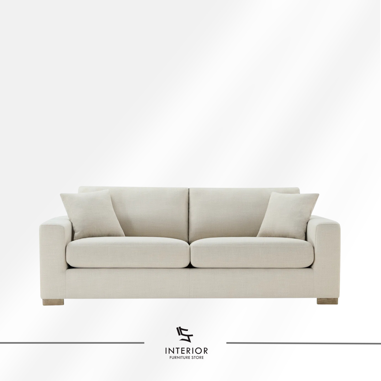 Candrani modern upholstered sofa with plush cushions and clean contemporary design