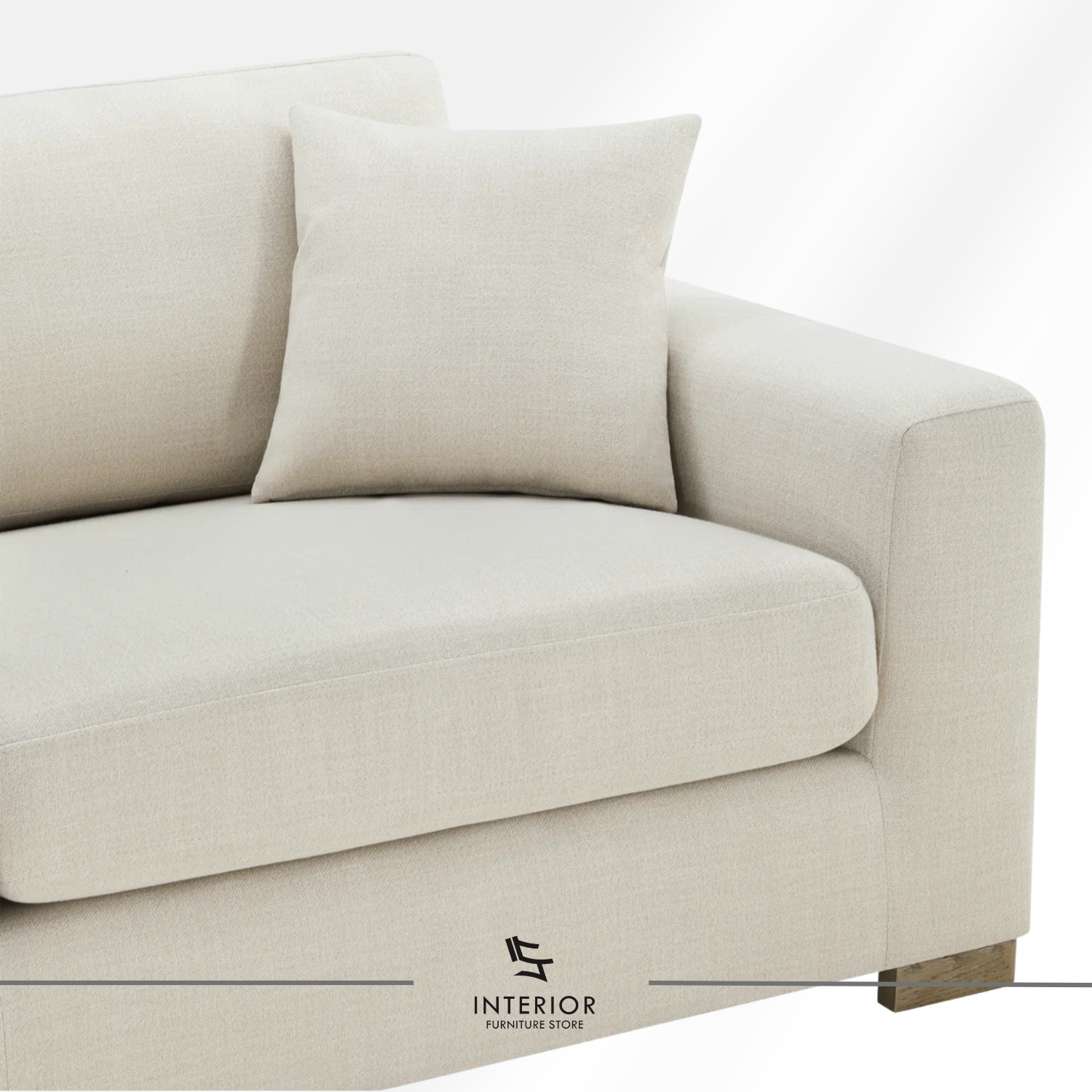Candrani modern upholstered sofa with plush cushions and clean contemporary design