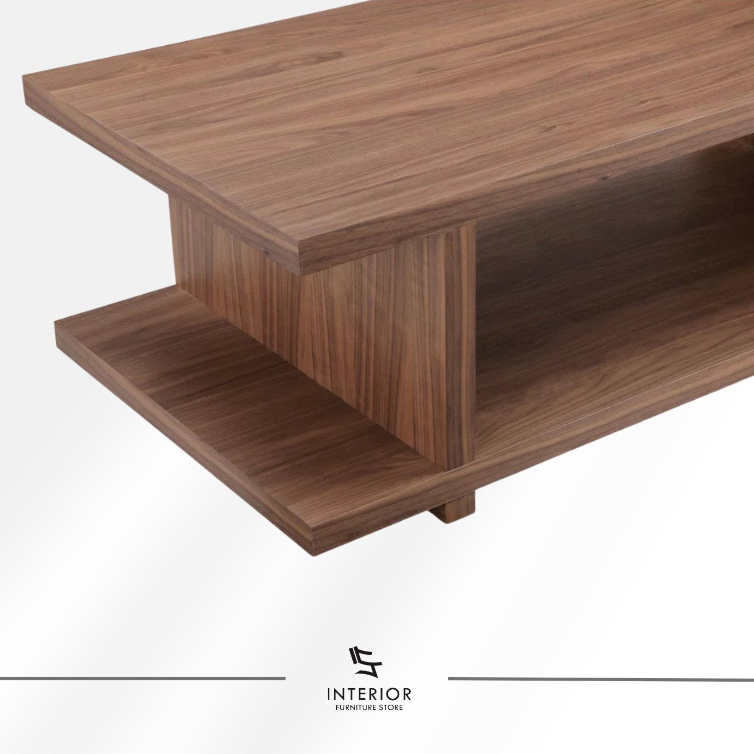 Kava open shelf coffee table with rectangular tabletop and integrated storage shelf