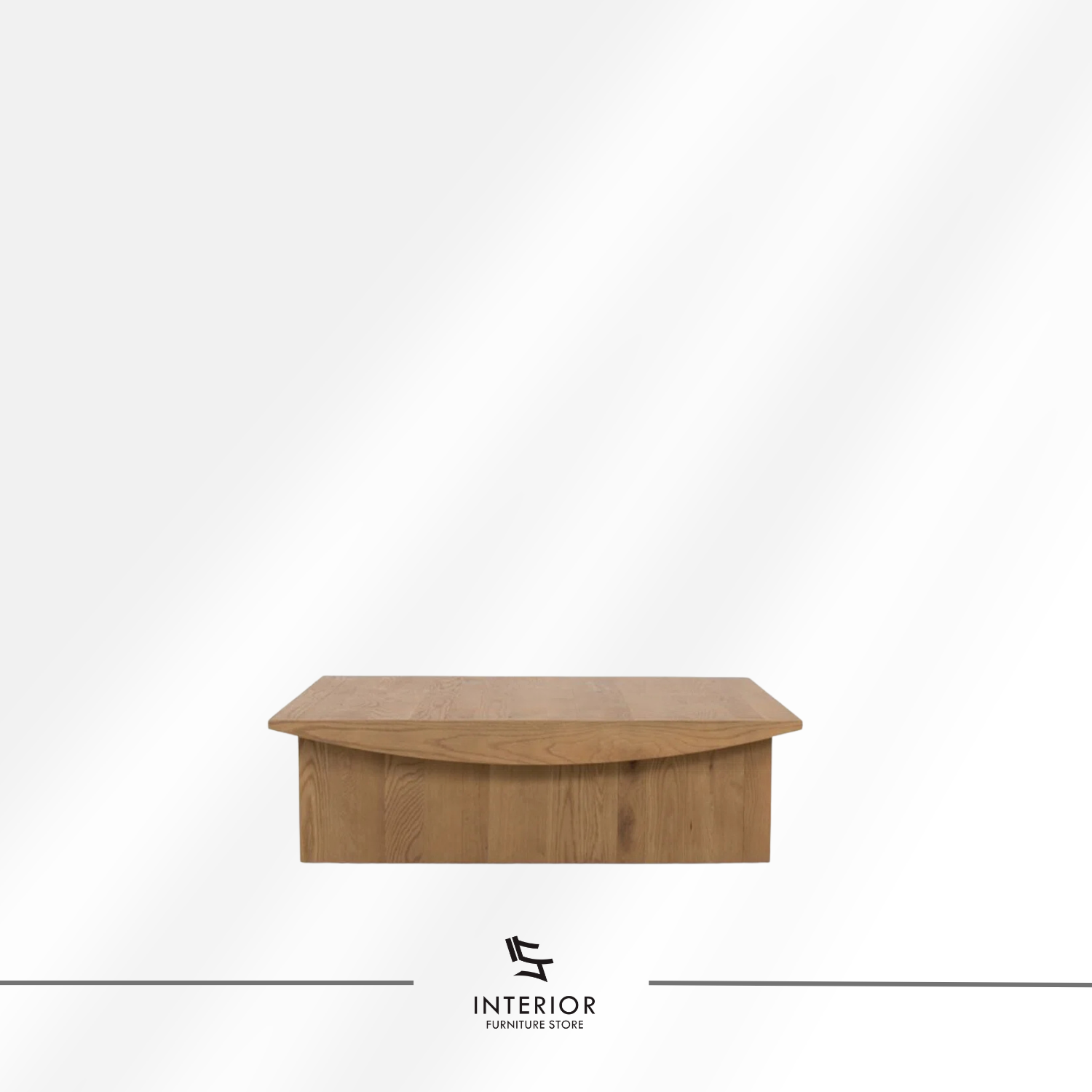 Kresna sculptural coffee table with geometric base and minimalist tabletop design