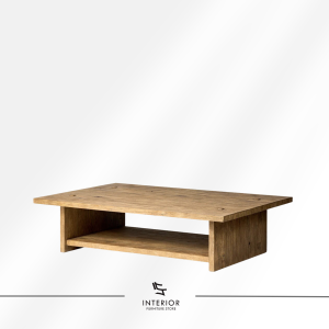 Rinaya minimalist coffee table with rectangular tabletop and open lower shelf