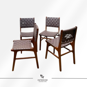 Roxy woven dining chair with solid wood frame and woven seat