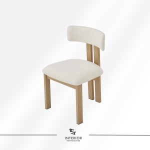 Sora curved back dining chair with upholstered seat and minimalist wooden frame