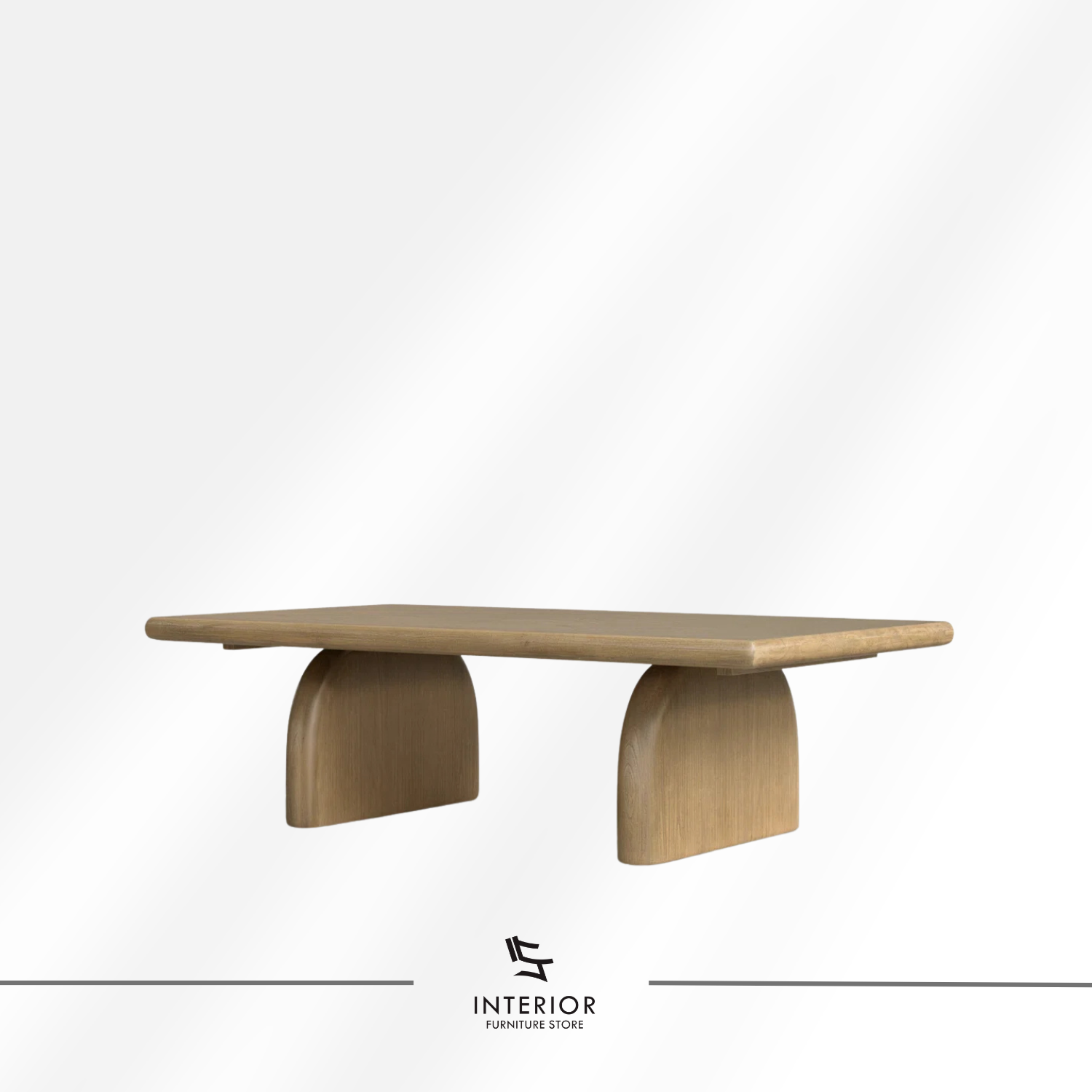 Tirana sculptural coffee table with curved pedestal base and minimalist design