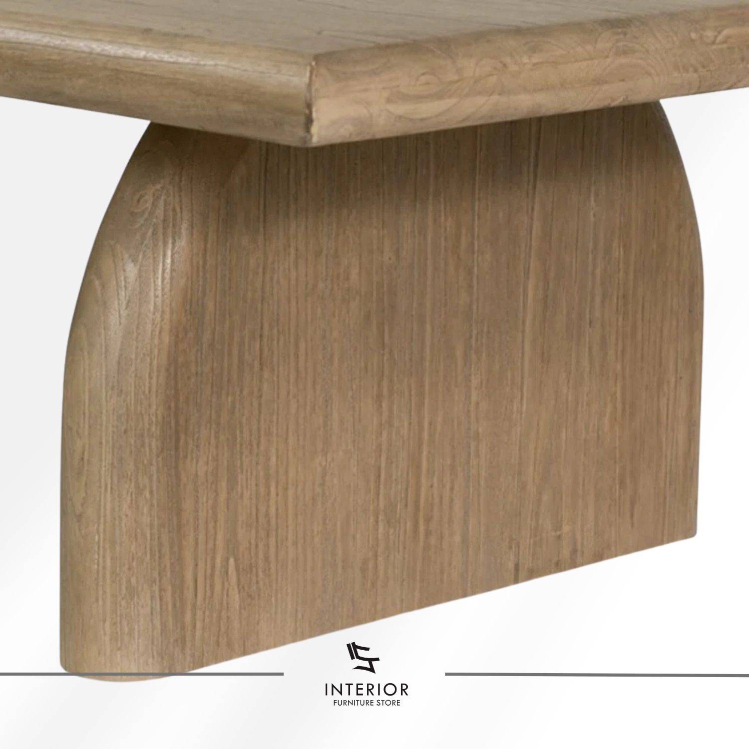 Tirana sculptural coffee table with curved pedestal base and minimalist design