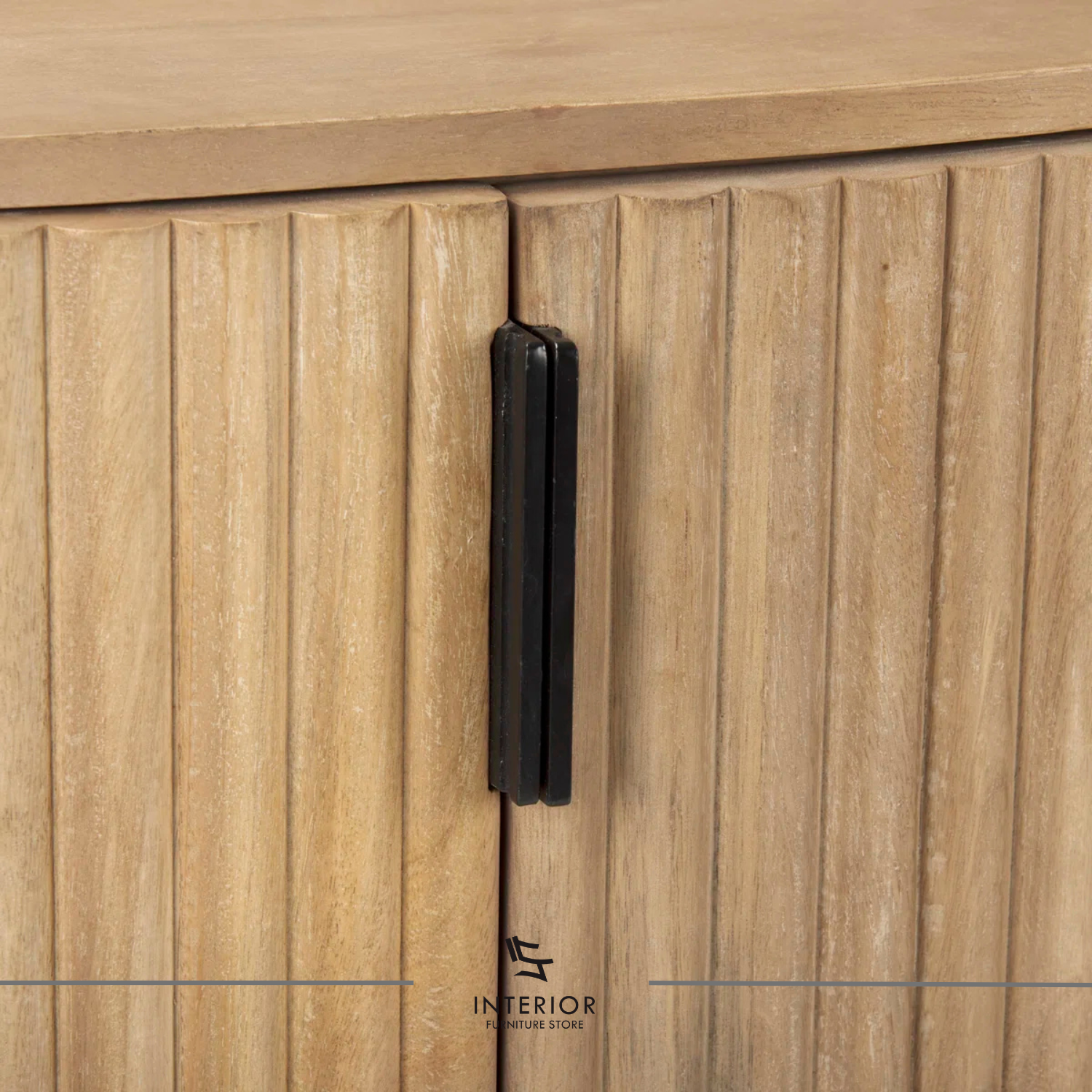 Varesta curved corner cabinet with rounded design and interior storage shelves