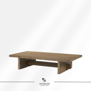 Varnika rustic coffee table with rectangular tabletop and minimalist base design
