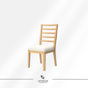 Varniska upholstered dining chair with ladder backrest and solid wood frame