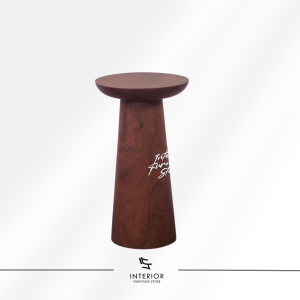 Abinawa round wooden side table with sculptural pedestal base