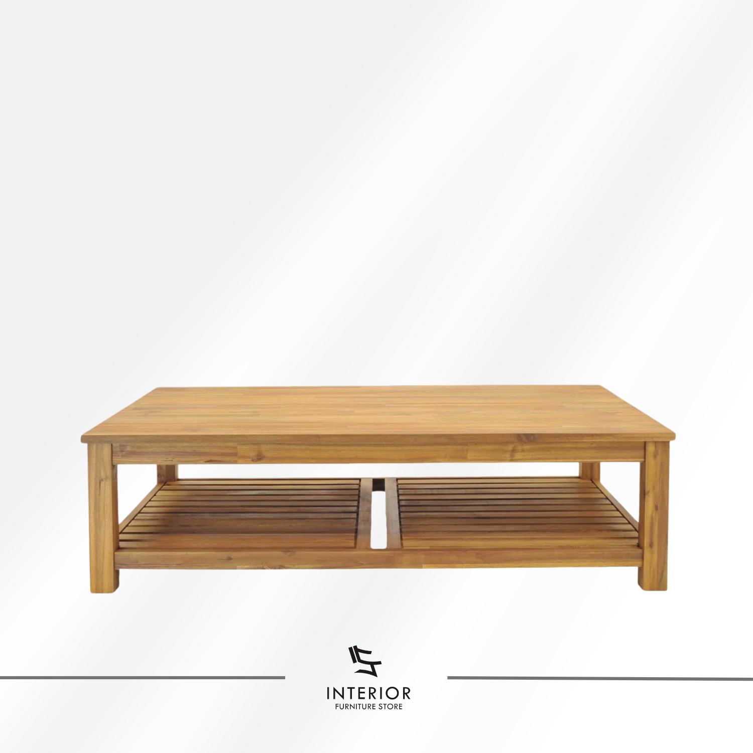 Arata modern wooden coffee table with open shelf made from solid wood
