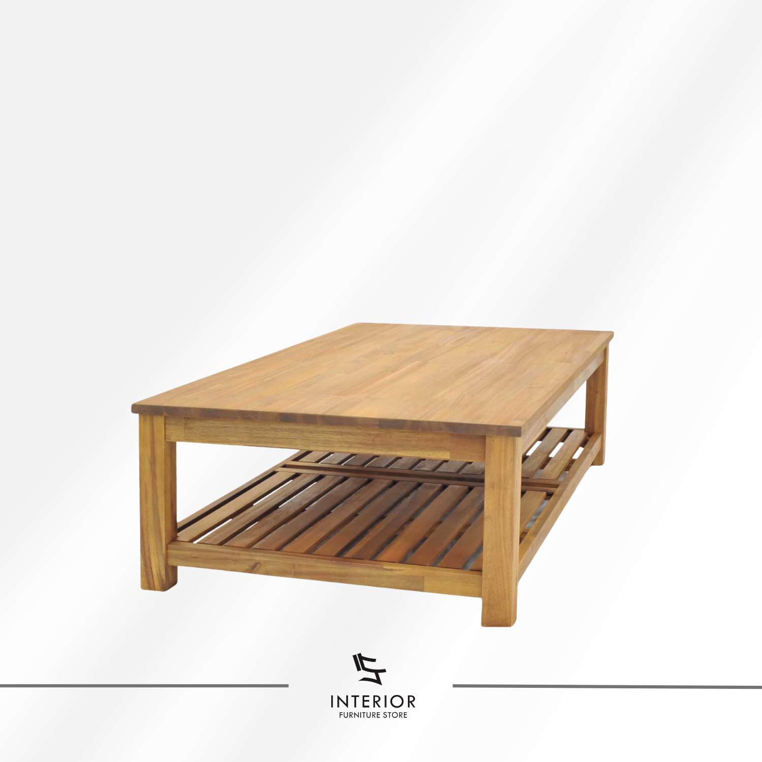 Arata modern wooden coffee table with open shelf made from solid wood