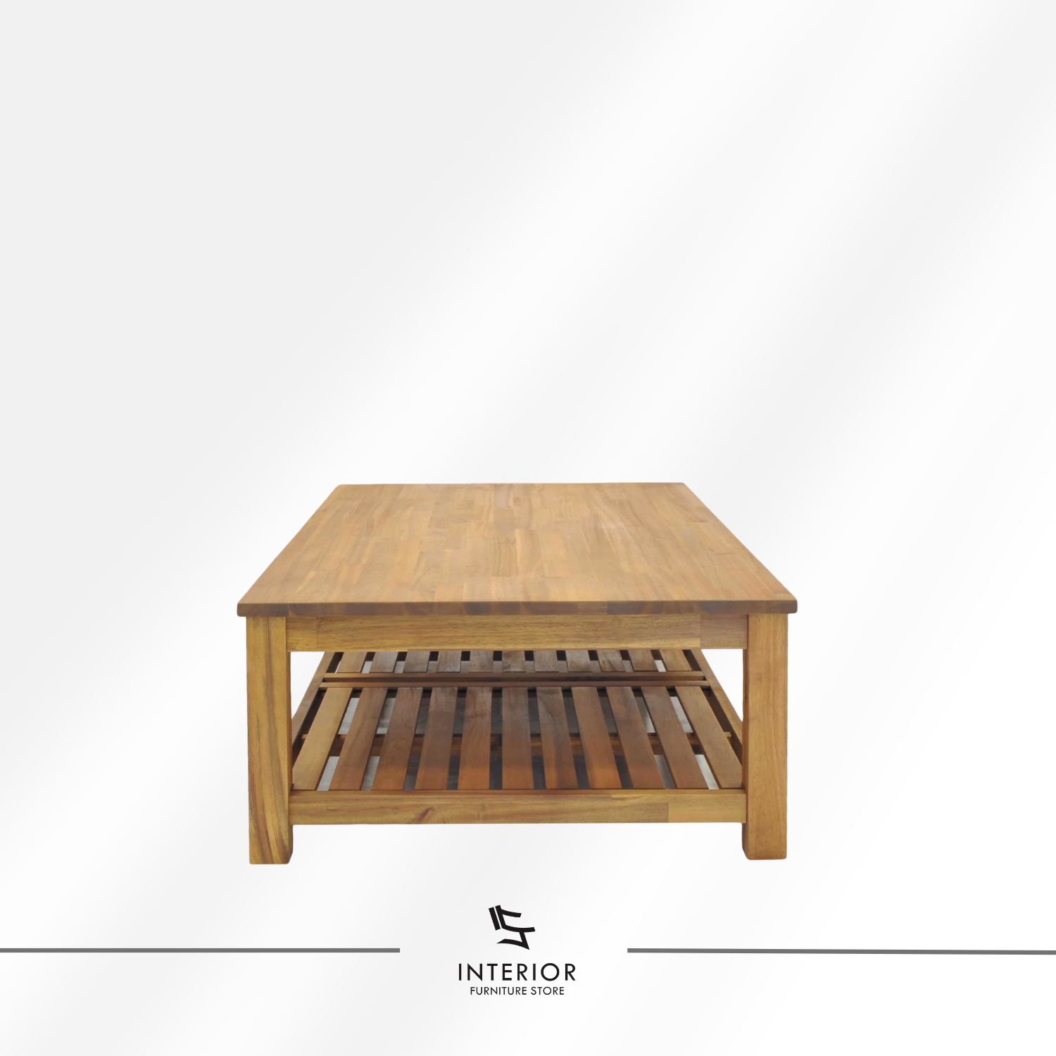 Arata modern wooden coffee table with open shelf made from solid wood