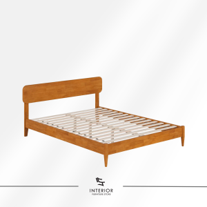 Kertana modern wooden bed frame with rounded solid wood headboard